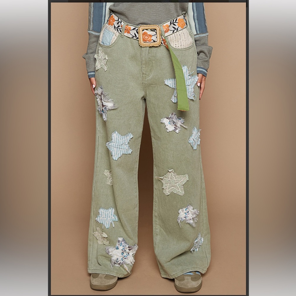 POL Blush Pink Wide-Leg Star Appliqué Pants - Picture 7 of 8